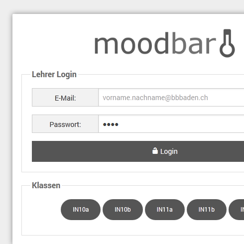 moodbar - login screen